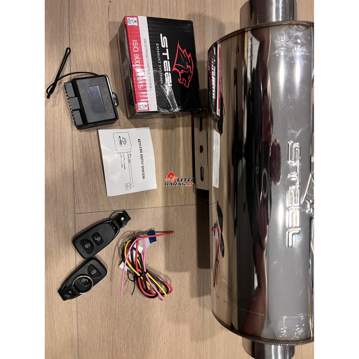 "STEEL" Exhaust systems - apvalus bakelis su sklende 1in / 1 out 63mm 1