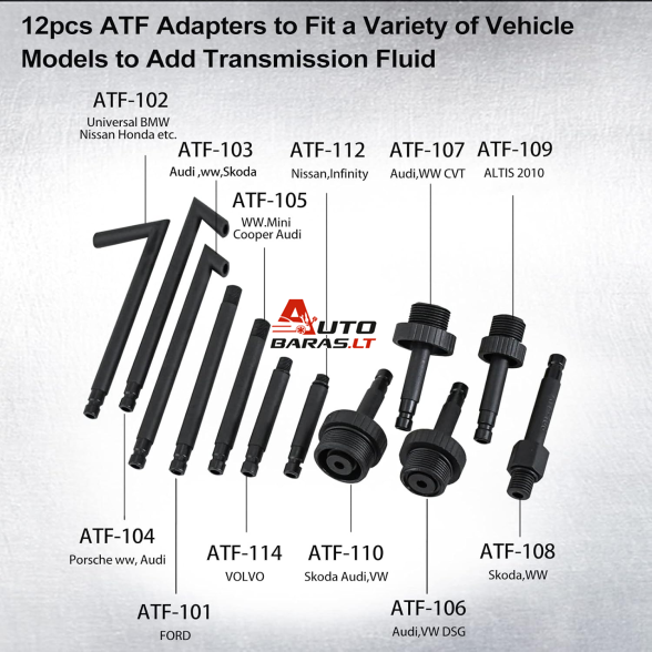 Stabdžių sistemos nuorinimo ir užpildymo įrenginys su ATF adapterių rinkinys 1