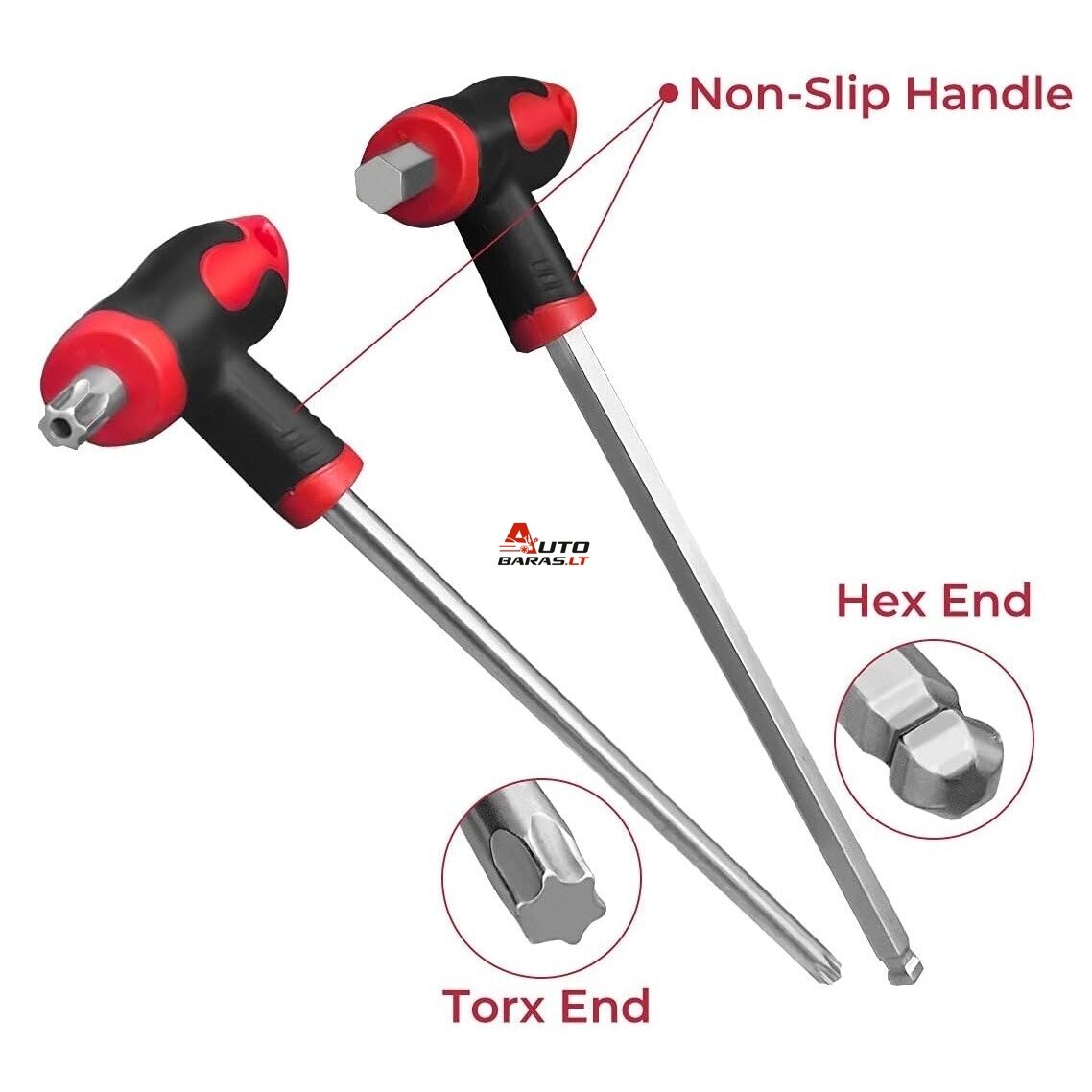 T-tipo šešiakampių raktų rinkinys TORX ir HEX (apvalia galvute) 16vnt. 1