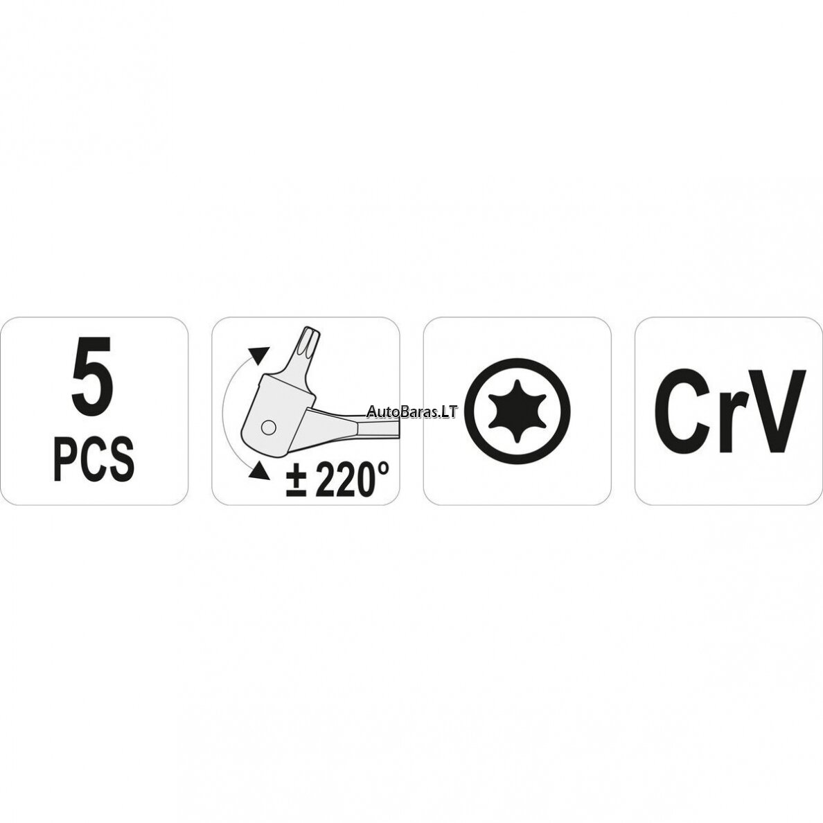 TORX lanksčių raktų rinkinys (5vnt) T15-T60 1