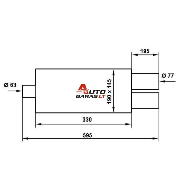 TurboWorks Rear Muffler 2x76mm inlet 63,5mm - su antgaliais 3