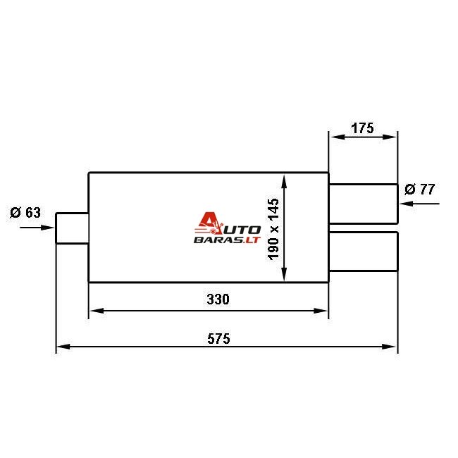 TurboWorks rear Muffler 2x77mm inlet 63,5mm - su antgaliais 3