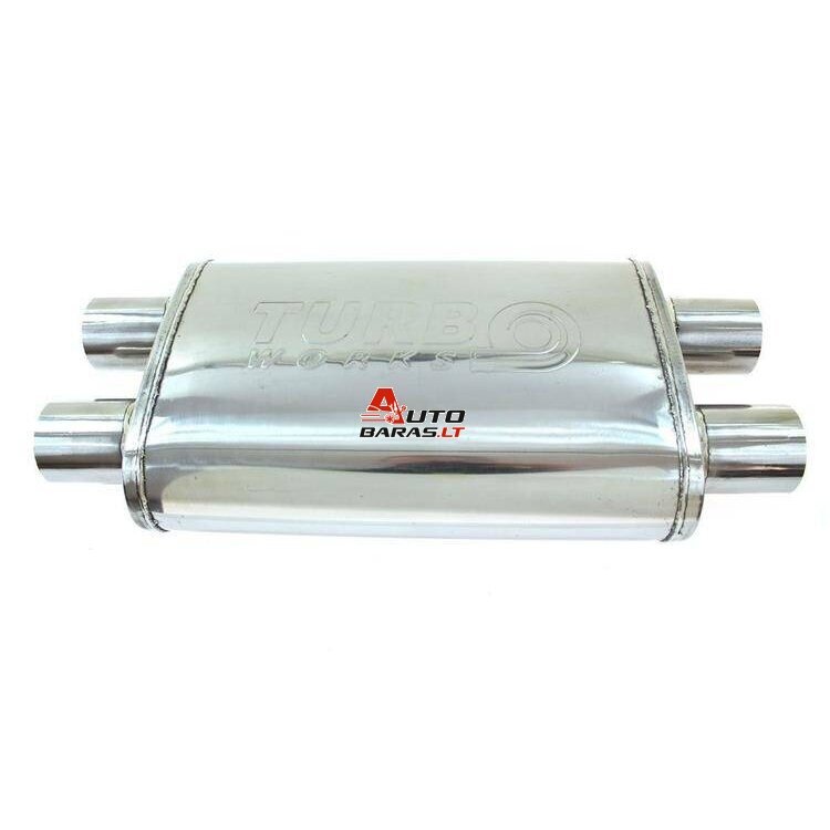 TurboWorks Center Muffler 57mm LT 409SS 355mm X-pipe 2in 2out