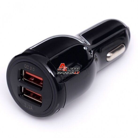 KRAFTDELE USB Įkroviklis automobiliui su greitu įkrovimu 12V/24V, 2x3.1A QC3.0