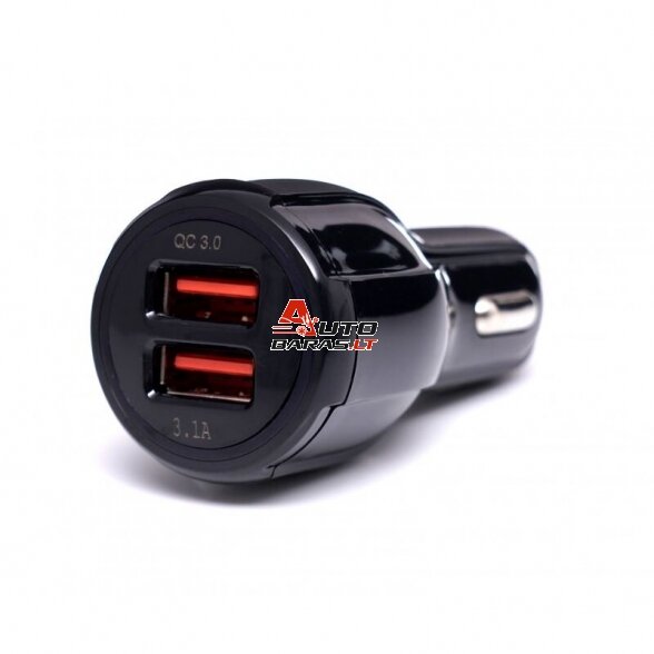 KRAFTDELE USB Įkroviklis automobiliui su greitu įkrovimu 12V/24V, 2x3.1A QC3.0 1
