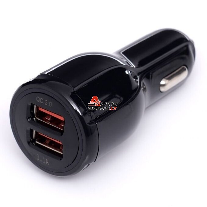 KRAFTDELE USB Įkroviklis automobiliui su greitu įkrovimu 12V/24V, 2x3.1A QC3.0