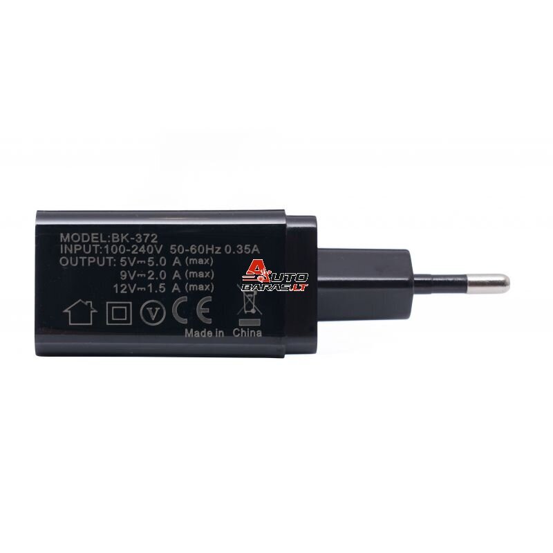 KRAFTDELE USB Įkroviklis su greitu įkrovimu 220V, 2x2.1A 1xQC3.0 3