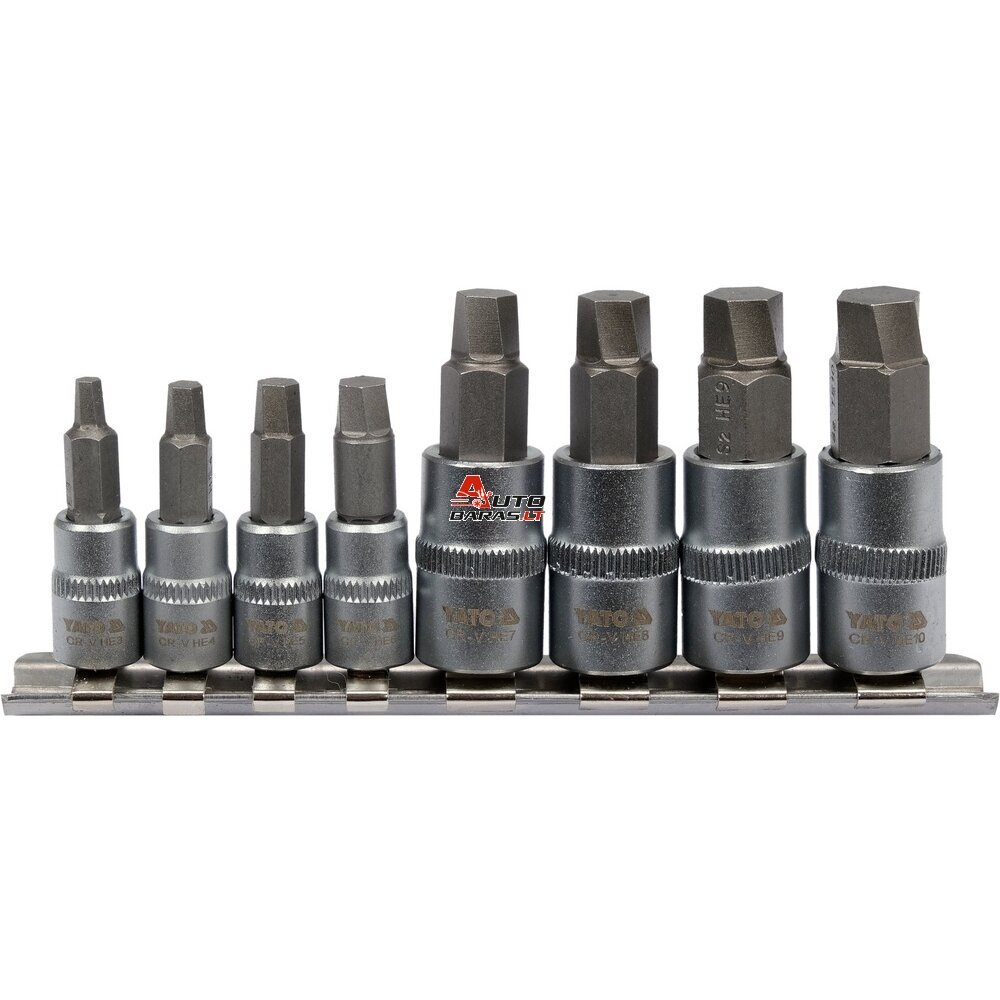 YATO Užlūžusių varžtų išsukėjų rinkinys 8vnt. (stambus sriegis) 1/4", 3/8" HEX 1