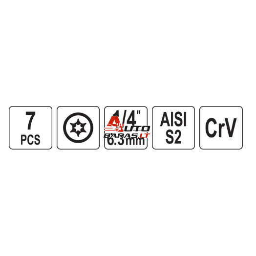 YATO Užlūžusių varžtų išsukėjų rinkinys 1/4" TORX 7vnt. (smulkus sriegis) 2