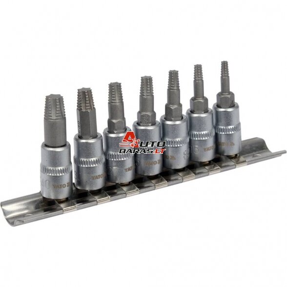 YATO Užlūžusių varžtų išsukėjų rinkinys 1/4" TORX 7vnt. (smulkus sriegis)