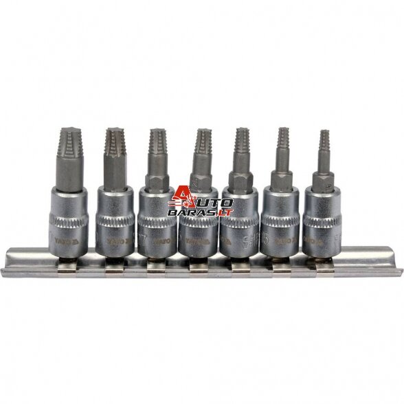YATO Užlūžusių varžtų išsukėjų rinkinys 1/4" TORX 7vnt. (smulkus sriegis) 1