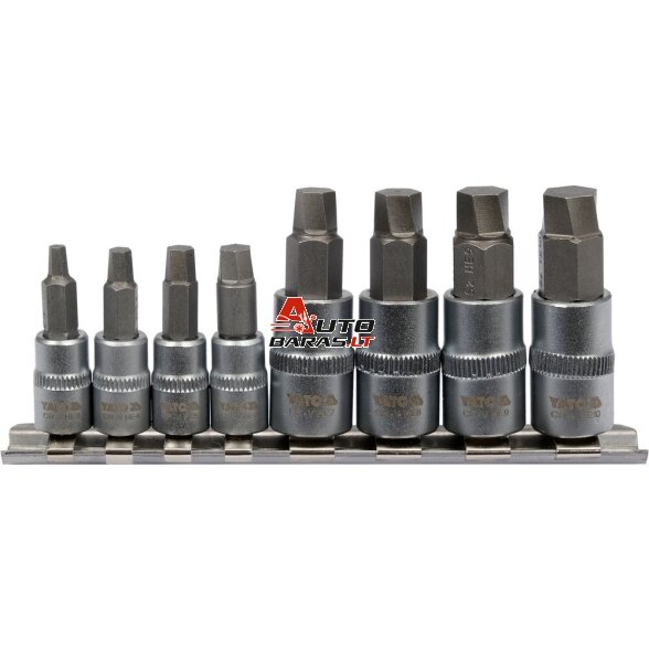 YATO Užlūžusių varžtų išsukėjų rinkinys 8vnt. (stambus sriegis) 1/4", 3/8" HEX 1