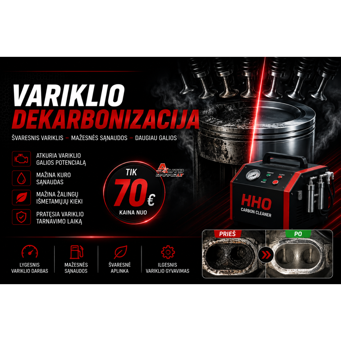 VARIKLIO DEKARBONIZACIJA - Automobilio variklio valymas be ardymo - Kaune (paslauga) VARIKLIO DEKARBONIZACIJA - Automobilio variklio valymas be ardymo - Kaune (paslauga)