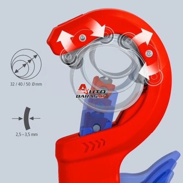 Vamzdžių pjoviklis storam plastikui 32-50mm KNIPEX DPT50 1