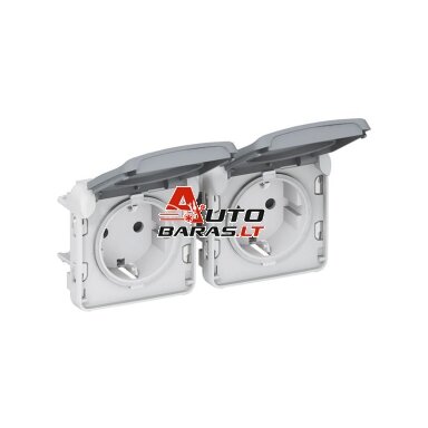 Virštinkinė 2vt. rozetė Plexo Legrand 069576 (IP55, pilka, į dėžutę) Virštinkinė 2vt. rozetė Plexo Legrand 069576 (IP55, pilka, į dėžutę)