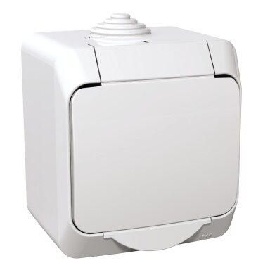 Virštinkinis kištukinis lizdas su įžeminimu Schneider Cedar Plus WDE000541 (su dangteliu, baltas, 16A, 250V)