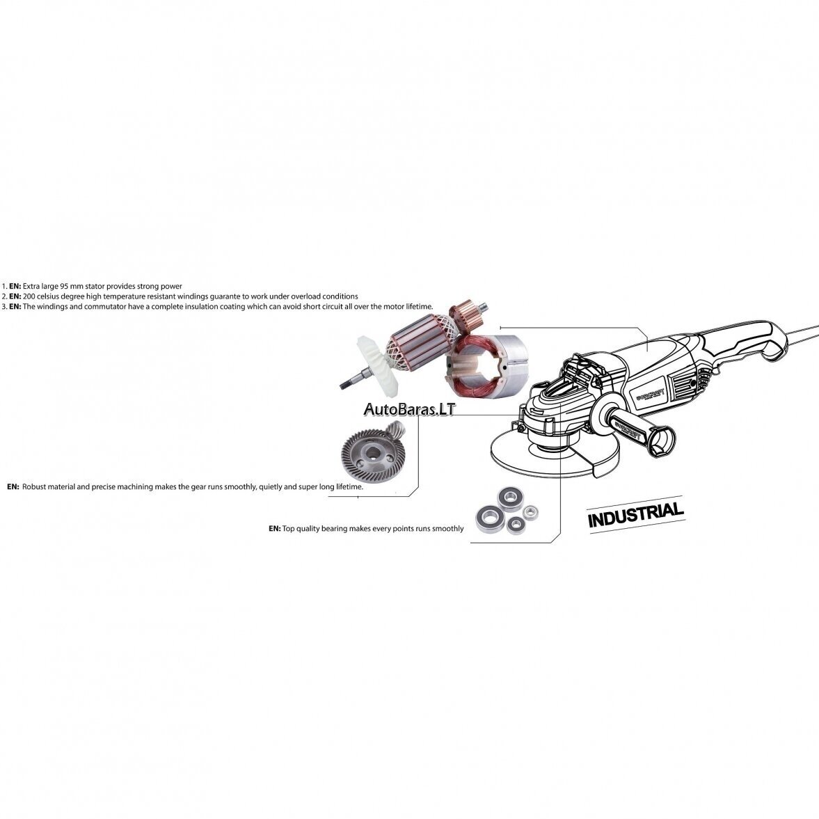 WORCRAFT ŠLIFUOKLIS KAMPINIS 230MM 2400W 5