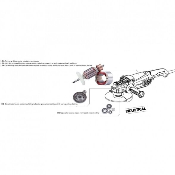 WORCRAFT ŠLIFUOKLIS KAMPINIS 230MM 2400W 5