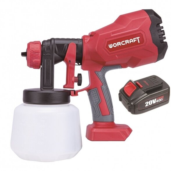 WORCRAFT AKUMULIATORINIS PULVERIZATORIUS Ø1.8MM, Ø2.6MM 20V LI-ION 1