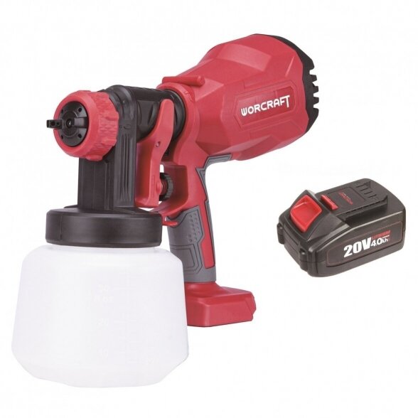 WORCRAFT AKUMULIATORINIS PULVERIZATORIUS Ø1.8MM, Ø2.6MM 20V LI-ION