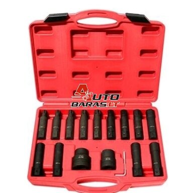 XL tools TORX žvaigždučių rinkinys 3/4'', 1'', 16 dalių XL tools TORX žvaigždučių rinkinys 3/4'', 1'', 16 dalių