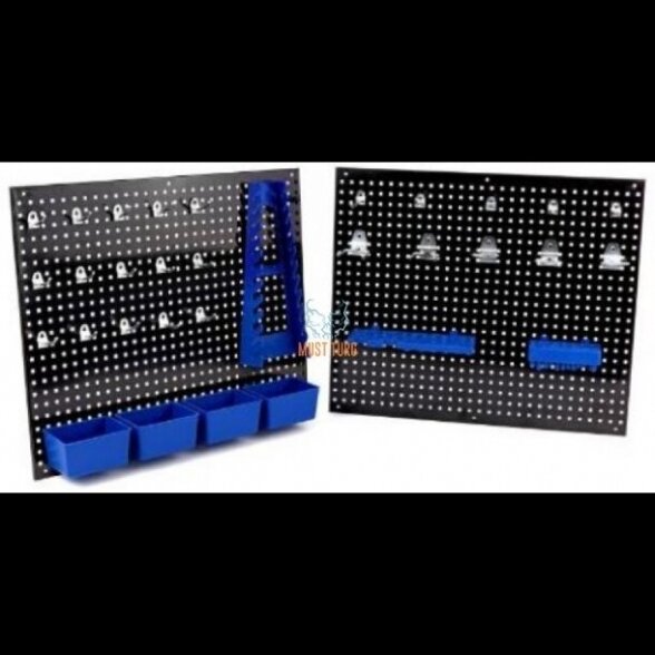 XL TOOLS Įrankių stendas - 2 perforuotos plokštės + 32 laikiliai 1