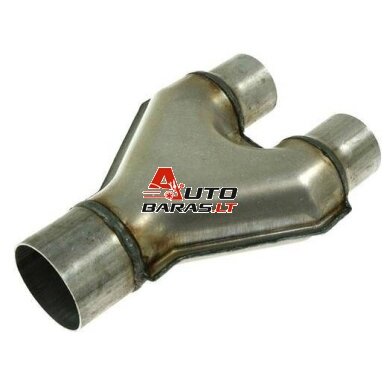 Y-PIPE 1x IN 63mm ir 2x OUT 57mm nerūdijančio plieno