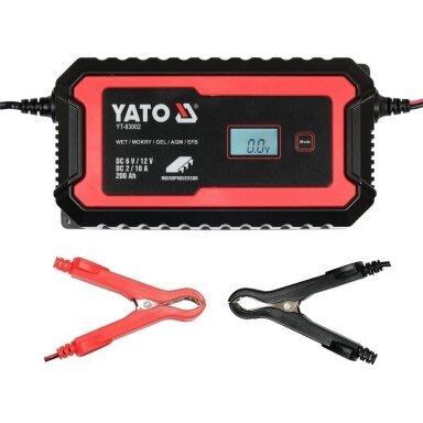 YATO ĮKROVIKLIS AKUMULIATORIUI ELEKTRONINIS 6/12V 2/10A 200AH YATO ĮKROVIKLIS AKUMULIATORIUI ELEKTRONINIS 6/12V 2/10A 200AH