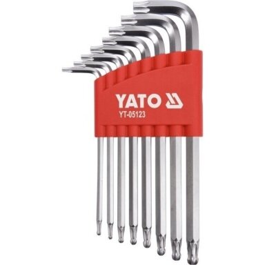 YATO L-TIPO ŠEŠIAKAMPIŲ TORX TRUMPŲ RAKTŲ RINKINYS 8VNT. (T9-T50) YATO L-TIPO ŠEŠIAKAMPIŲ TORX TRUMPŲ RAKTŲ RINKINYS 8VNT. (T9-T50)