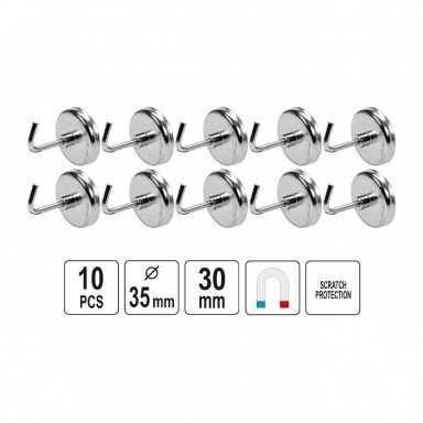 YATO magnetinių kabliukų rinkinys 10vnt YATO magnetinių kabliukų rinkinys 10vnt