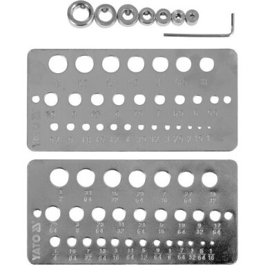 YATO SKYLIŲ ŠABLONAS/ GRĘŽIMO GYLIO RIBOTUVAS 10VNT. (1.0-13.0MM) YATO SKYLIŲ ŠABLONAS/ GRĘŽIMO GYLIO RIBOTUVAS 10VNT. (1.0-13.0MM)